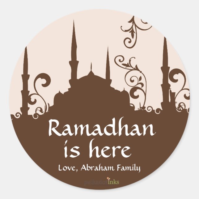 Brown Swirl Mosque Stickers (Front)