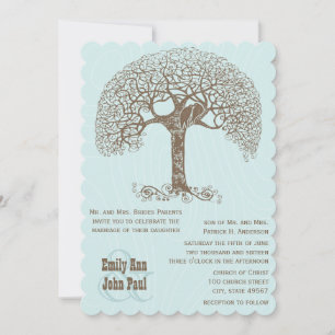 Brown Swirl Rustic Tree Love Bird Woodland Wedding Invitation