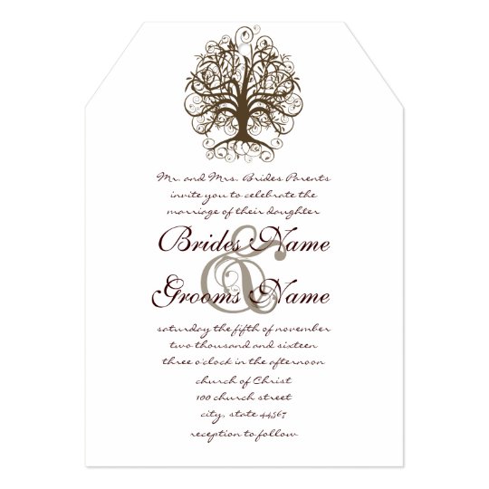 Brown Swirl Tree Roots of Love Wedding Invitation | Zazzle