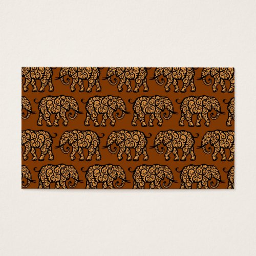Brown Swirling Elephant Pattern Business Cards