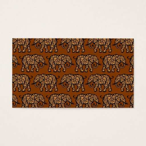 Customizable Brown Swirling Elephant Pattern Business Cards