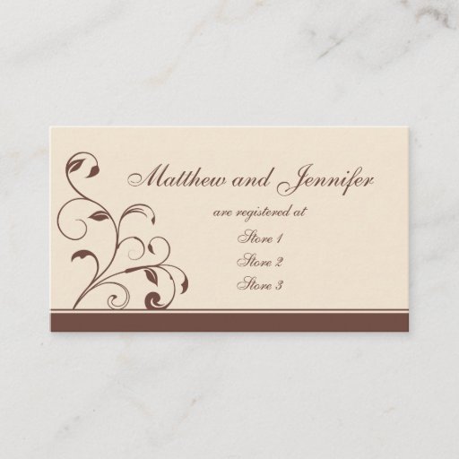 Customizable Brown Swirls and Curls Wedding Gift Registry Cards Business Card Template