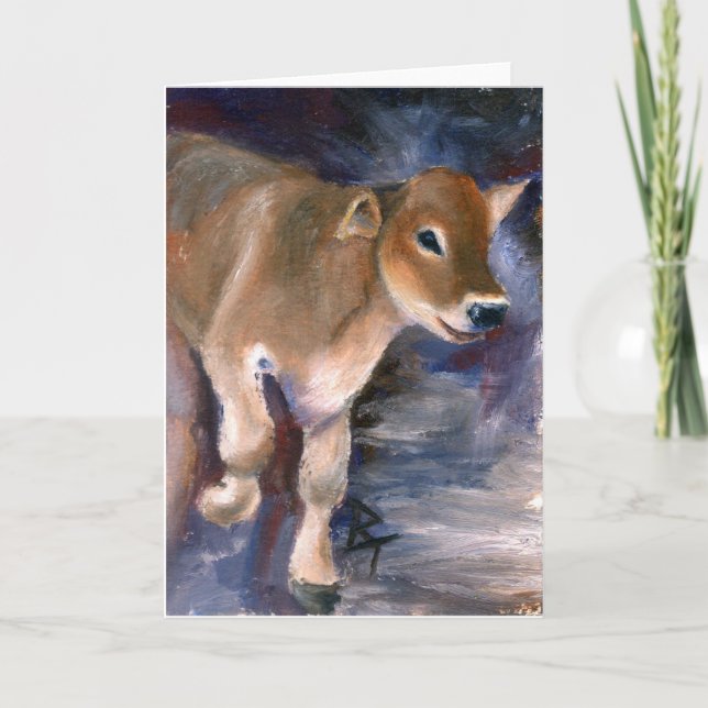 Brown Swiss Calf Blank Card (Front)