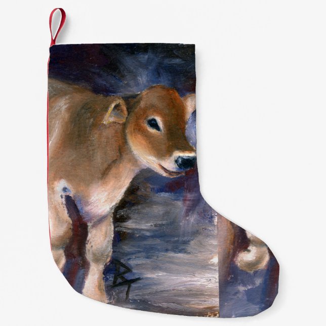 Brown Swiss Calf Small Christmas Stocking (Front)