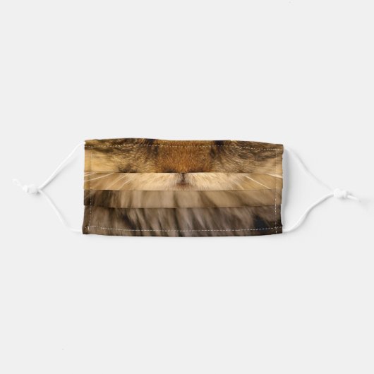 Brown Tabby Cat Face Adult Cloth Face Mask (Front, Folded)