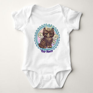 Brown tabby cat  Fairy custom name Baby Bodysuit