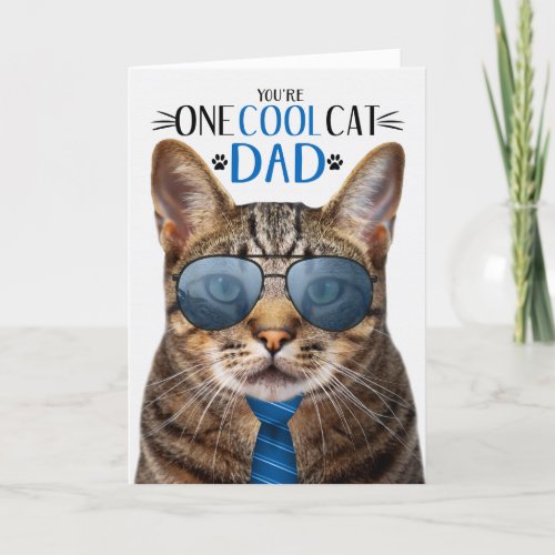 Brown Tabby Cat Fathers Day One Cool Cat Holiday Card