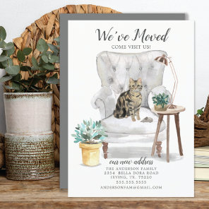 Brown Tabby Cat Moving Announcement