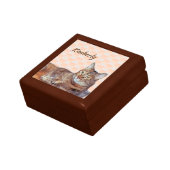 Brown Tabby Cat on Orange Pattern Gift Box (Side)