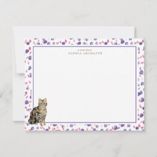Brown Tabby Cat Personalized Stationery Note Card
