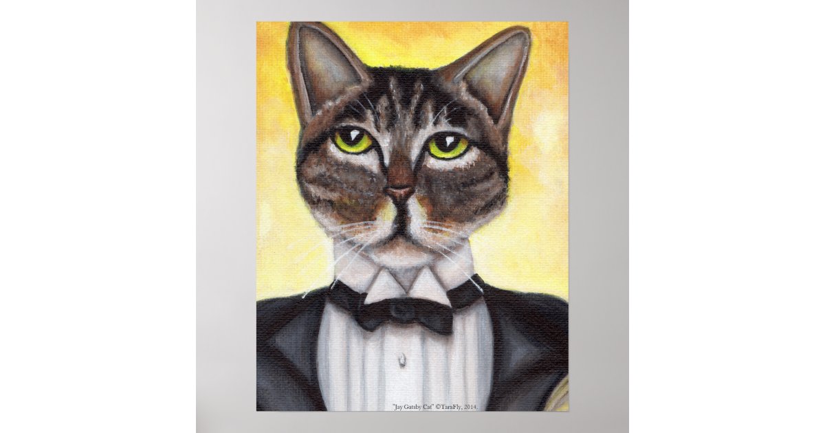 Brown Tabby Cat Wearing Tuxedo Feline Dandy Poster Zazzle Com