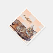 Brown Tabby Cat with Orange Pattern Paper Napkin (Corner)