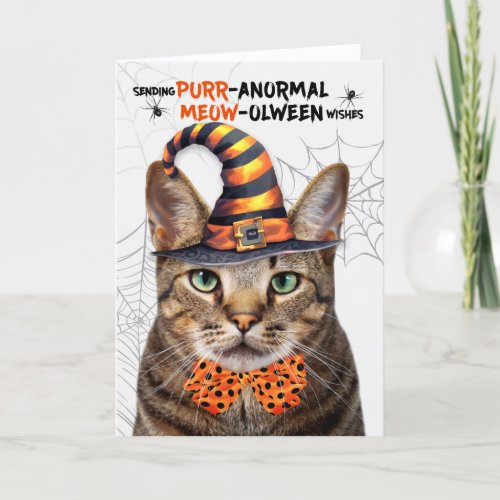 Brown Tabby Halloween Cat PURRanormal MEOWolween Holiday Card