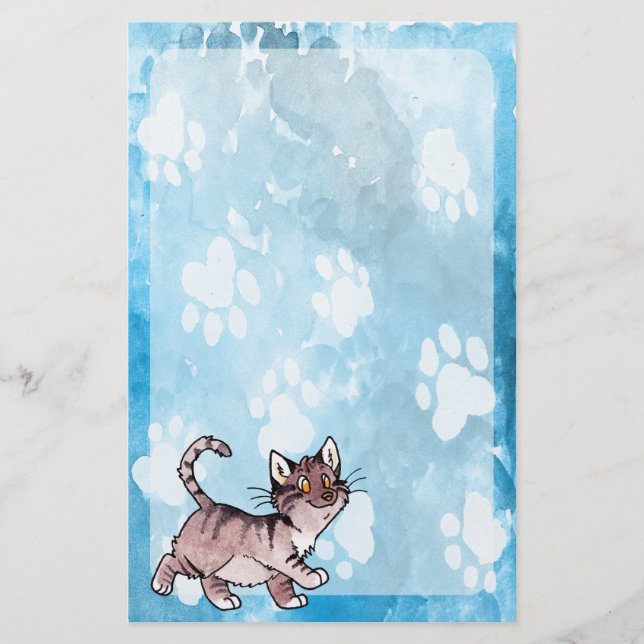 Brown Tabby Kitty Stationery (Front)