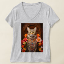 Brown Tabby with Flowers and Victorian Style