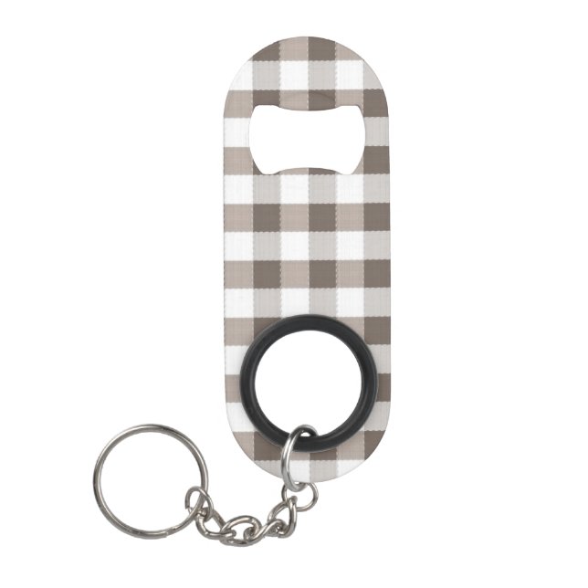 Brown Table Cloth Pattern Keychain Bottle Opener (Front)