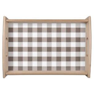 Brown Table Cloth Pattern Serving Tray