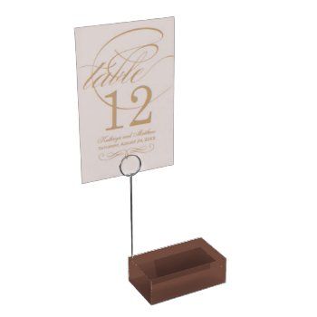 Brown Table Number Card Holder by PixeliaDesigns at Zazzle