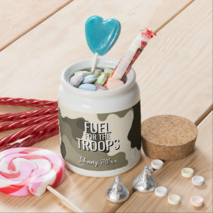 Brown & Tan Army Style Fuel for the Troops Candy Jar