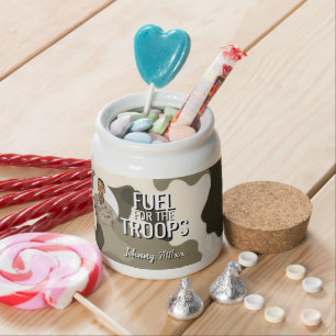 Brown & Tan Army Style Fuel for the Troops Photo Candy Jar