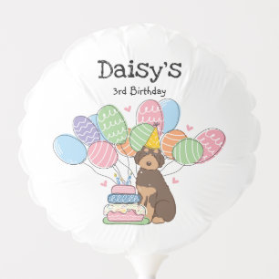 Brown Tan Aussiedoodle Dog Birthday Party Balloon