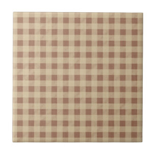 Brown Tan Beige Buffalo Plaid Country Rustic Ceramic Tile