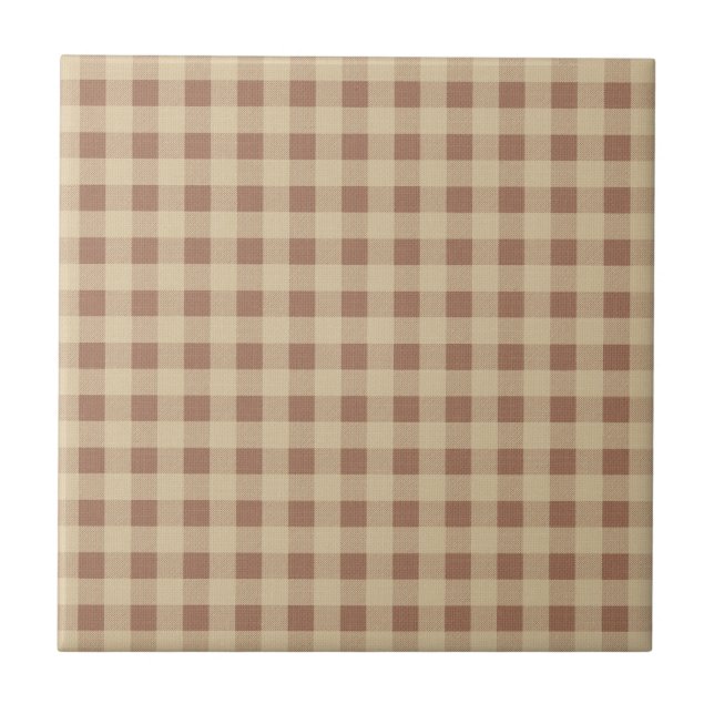 Brown Tan Beige Buffalo Plaid Country Rustic Ceramic Tile (Front)