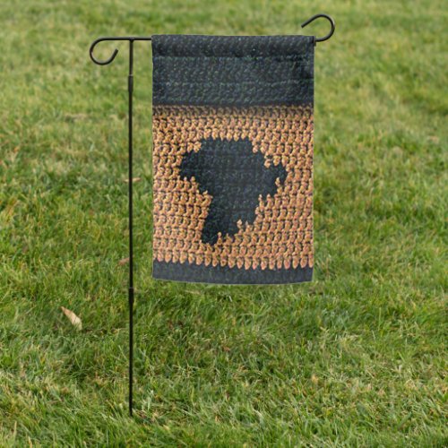Brown Tan Black Africa Map Artisan Crochet Print  Garden Flag