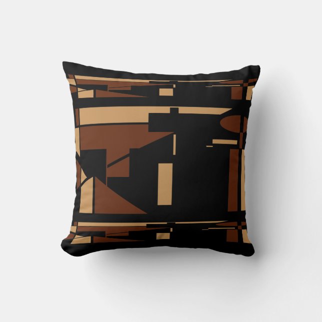 Brown Tan Black Southwest Look Minimalist Abstract Throw Pillow (Front)
