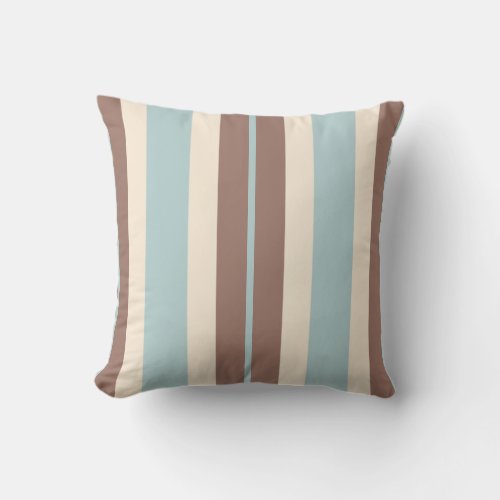 Brown Tan Blue Stripe Throw Pillow