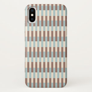 Brown Tan Blue Stripes iPhone X Case