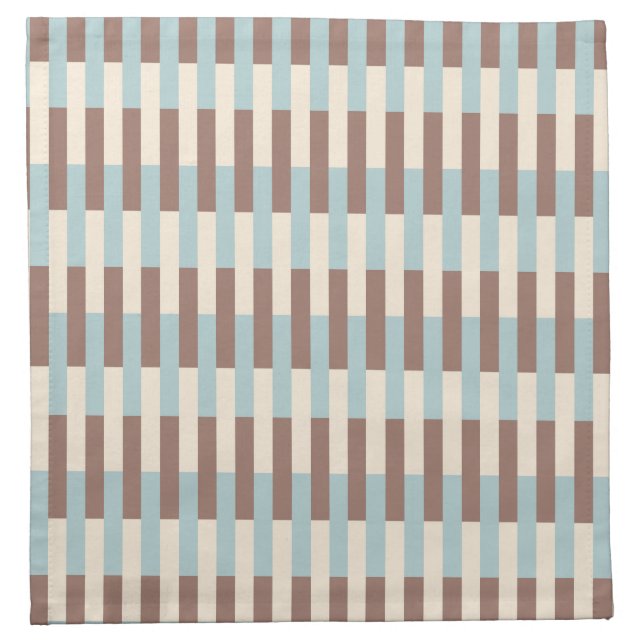 Brown Tan Blue Stripes Cloth Napkin (Front)