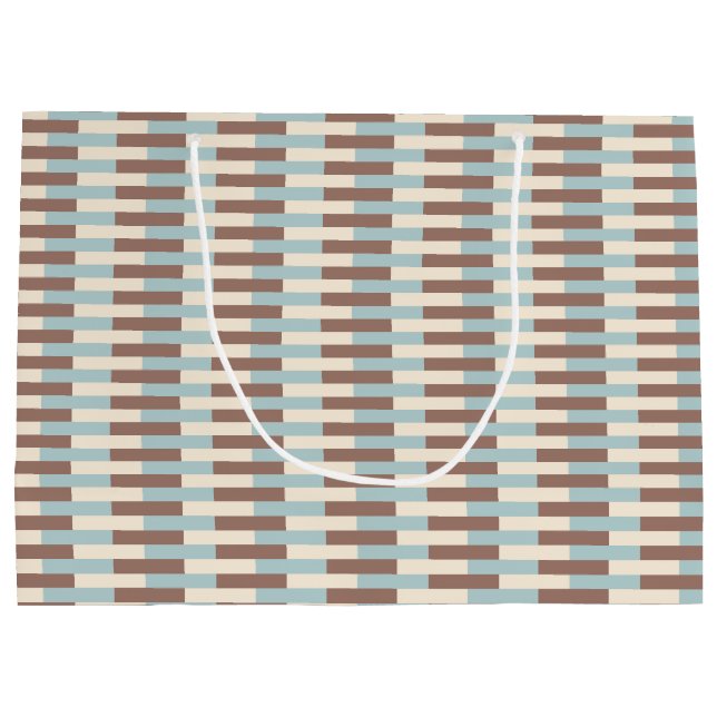 Brown Tan Blue Stripes Large Gift Bag (Back)
