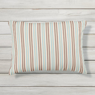 Brown Tan Blue Stripes Outdoor Pillow