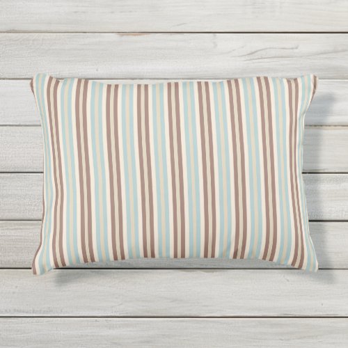 Brown Tan Blue Stripes Outdoor Pillow