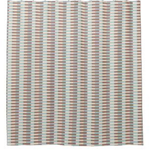 Brown Tan Blue Stripes Shower Curtain