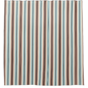 Brown Tan Blue Stripes Shower Curtain