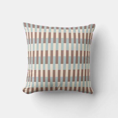 Brown Tan Blue Stripes Throw Pillow