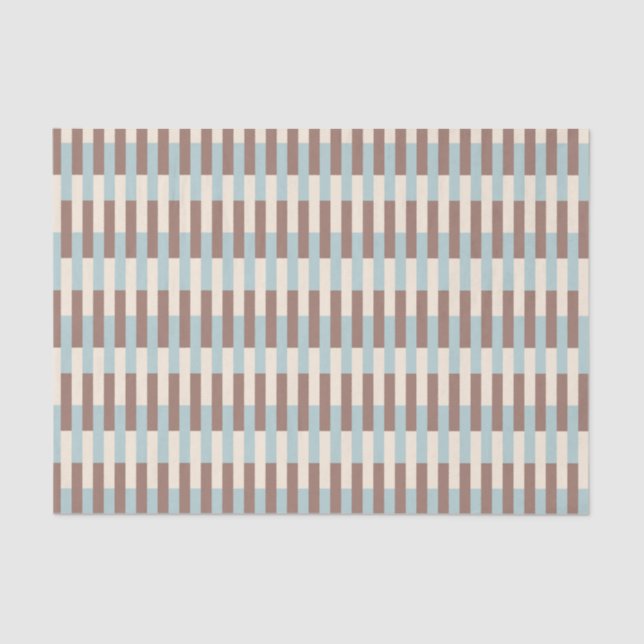 Brown Tan Blue Stripes Tissue Paper (Front)