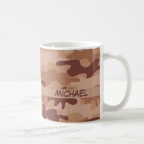 Brown Tan Camo Camouflage Name Personalized Coffee Mug