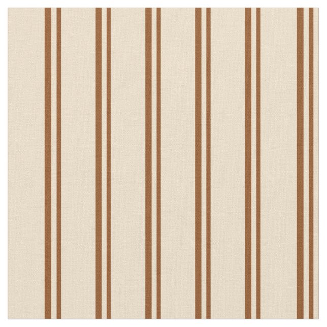 Brown & Tan Colored Lined Pattern Fabric (Close Up)