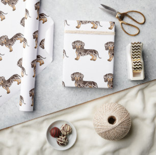 Brown & Tan Dapple Short Hair Dachshund Pattern Wrapping Paper