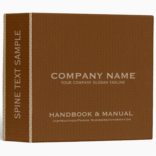 Brown & Tan Faux Leather Look 3 Ring Binder (Front/Spine)