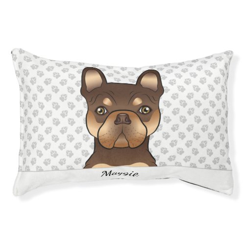 Brown  Tan French Bulldog Cartoon Dog Head  Name Pet Bed