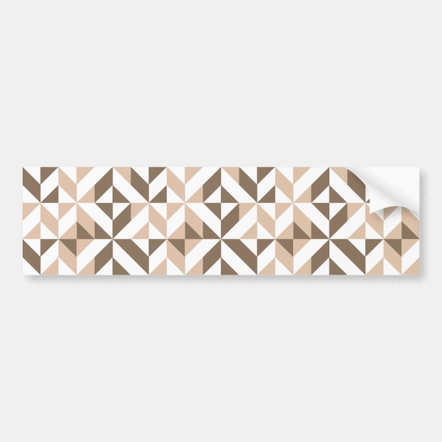 Brown Tan Geometric Cube Pattern Bumper Sticker (Front)
