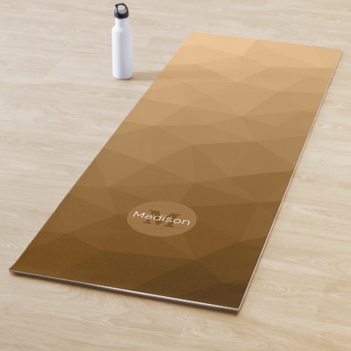 Brown tan geometric mesh pattern Monogram Yoga Mat