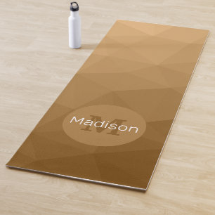 Brown tan geometric mesh pattern Monogram Yoga Mat