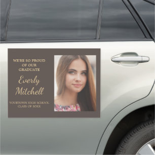 Brown Tan Graduation Party Photo Car Magnet