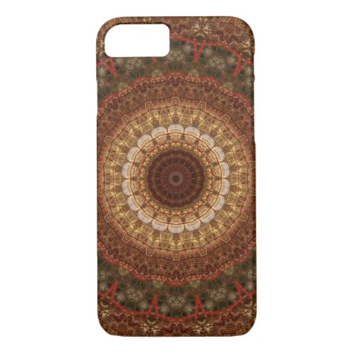 Brown Tan  Green Christmas Mandala Kaleidoscope iPhone 87 Case