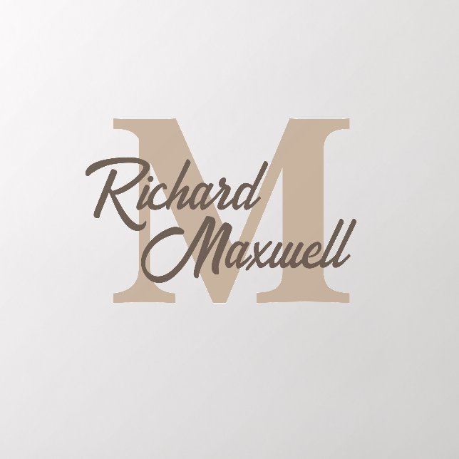 Brown & Tan Monogrammed Name and Initial   Wall Decal (Insitu 2)